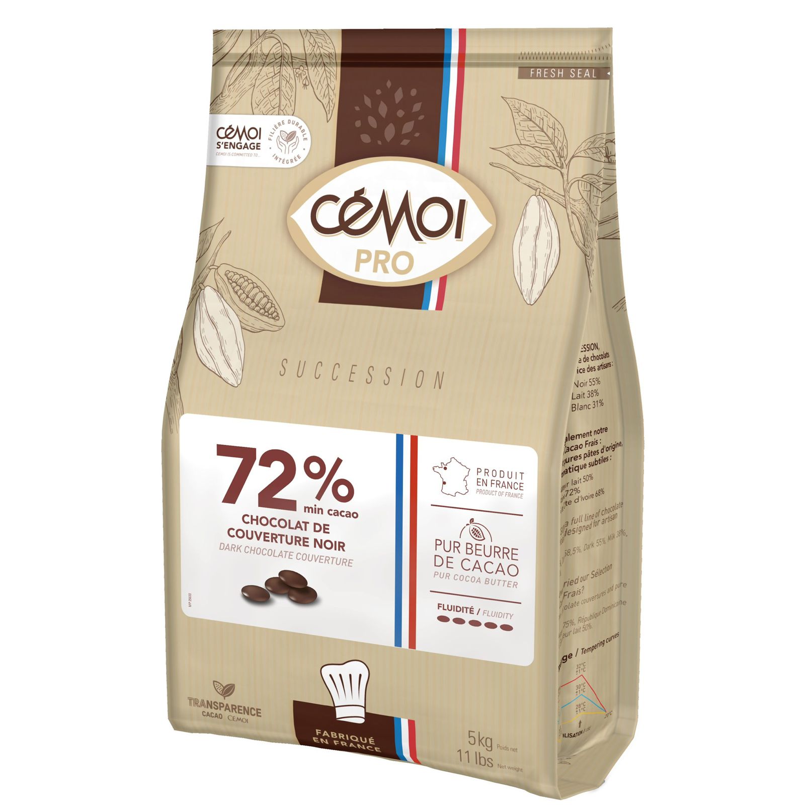Cémoi Pro Couverture Chocolat Noir 72% (5Kg)