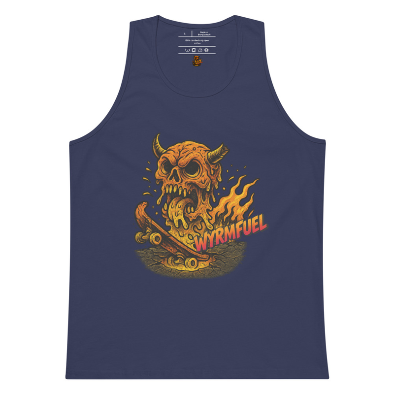 Fuel Your Flex: Wyrmfuel Vest Tank – [Skullmelt Drift] Edition | Surf Skate Streetwear | Original Art, Regular Fit (Multiple Colours Available)