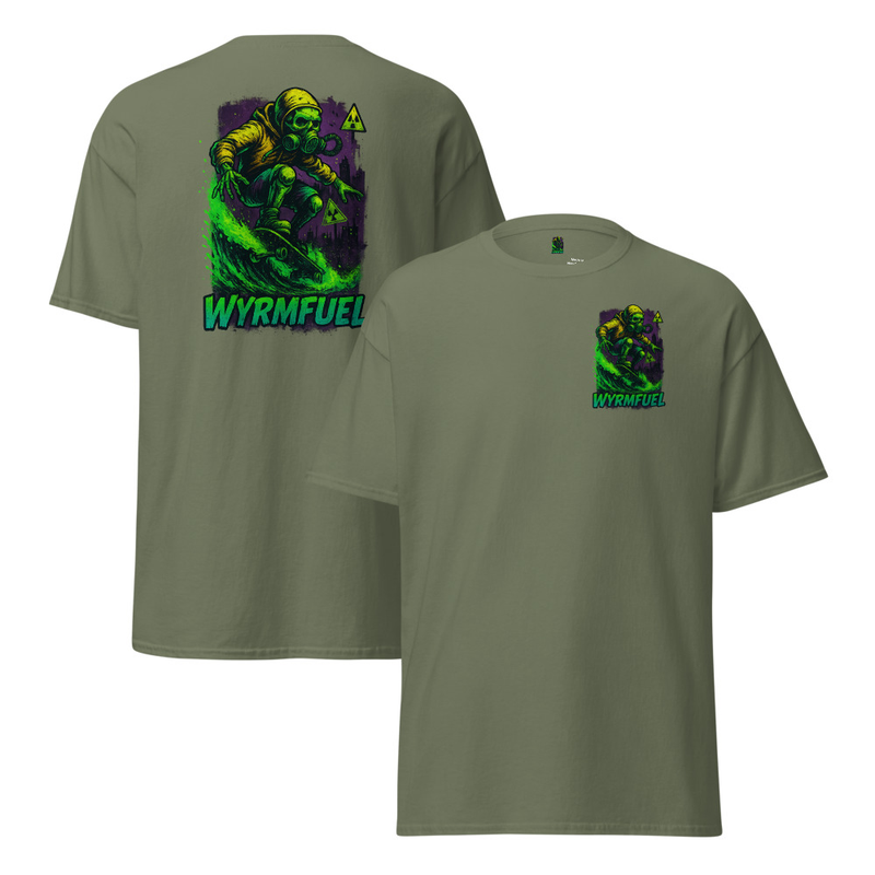 Wyrmfuel Graphic T-Shirt – [Fallout Skater] | Surf Skate Streetwear Tee | Original Art, Heavyweight Cotton, Regular Unisex Fit (Multiple Colours Available)