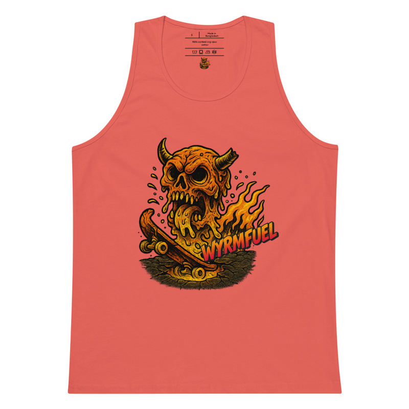 Fuel Your Flex: Wyrmfuel Vest Tank – [Skullmelt Drift] Edition | Surf Skate Streetwear | Original Art, Regular Fit (Multiple Colours Available)