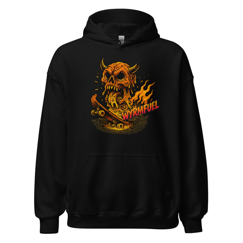 Wyrmfuel Unisex Street Hoodie – [Skullmelt Drift] Edition | Surf Skate Streetwear | Original Art, Regular Fit (Multiple Colours Available)