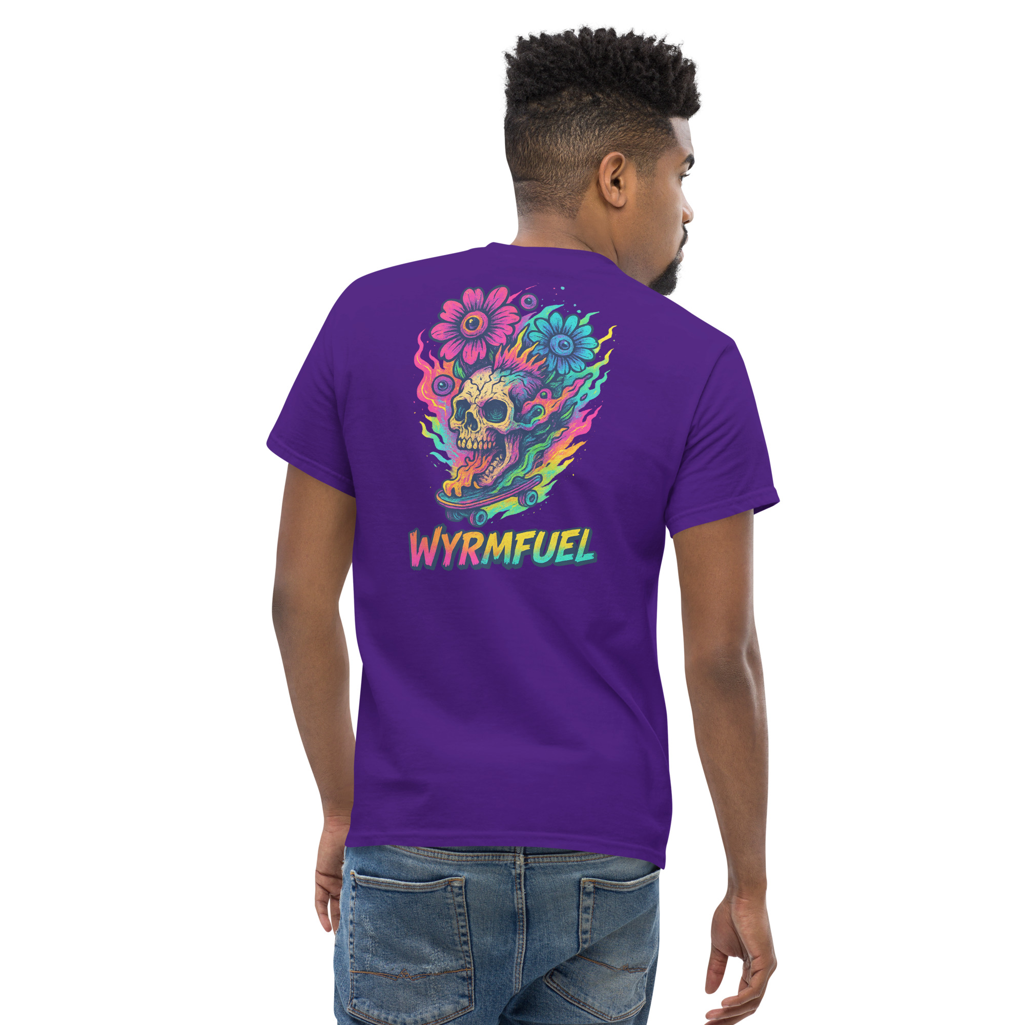 Wyrmfuel Graphic T-Shirt – [Skull Bloom] | Surf Skate Streetwear Tee | Original Art, Heavyweight Cotton, Regular Unisex Fit (Multiple Colours Available)