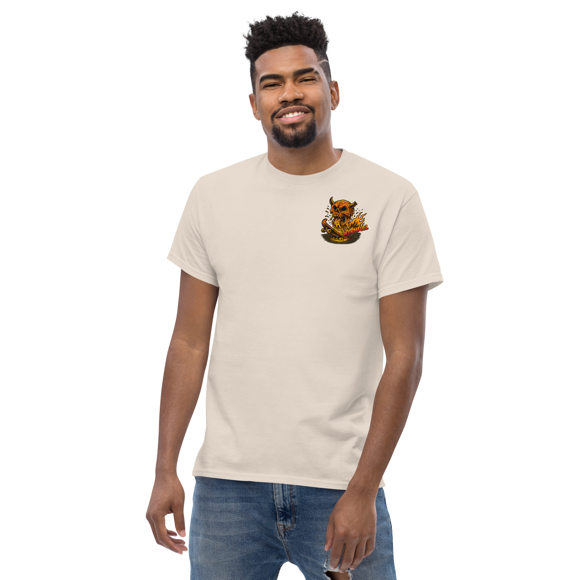 Wyrmfuel Graphic T-Shirt – [Skullmelt Drift] | Surf Skate Streetwear Tee | Original Art, Heavyweight Cotton, Regular Unisex Fit (Multiple Colours Available)