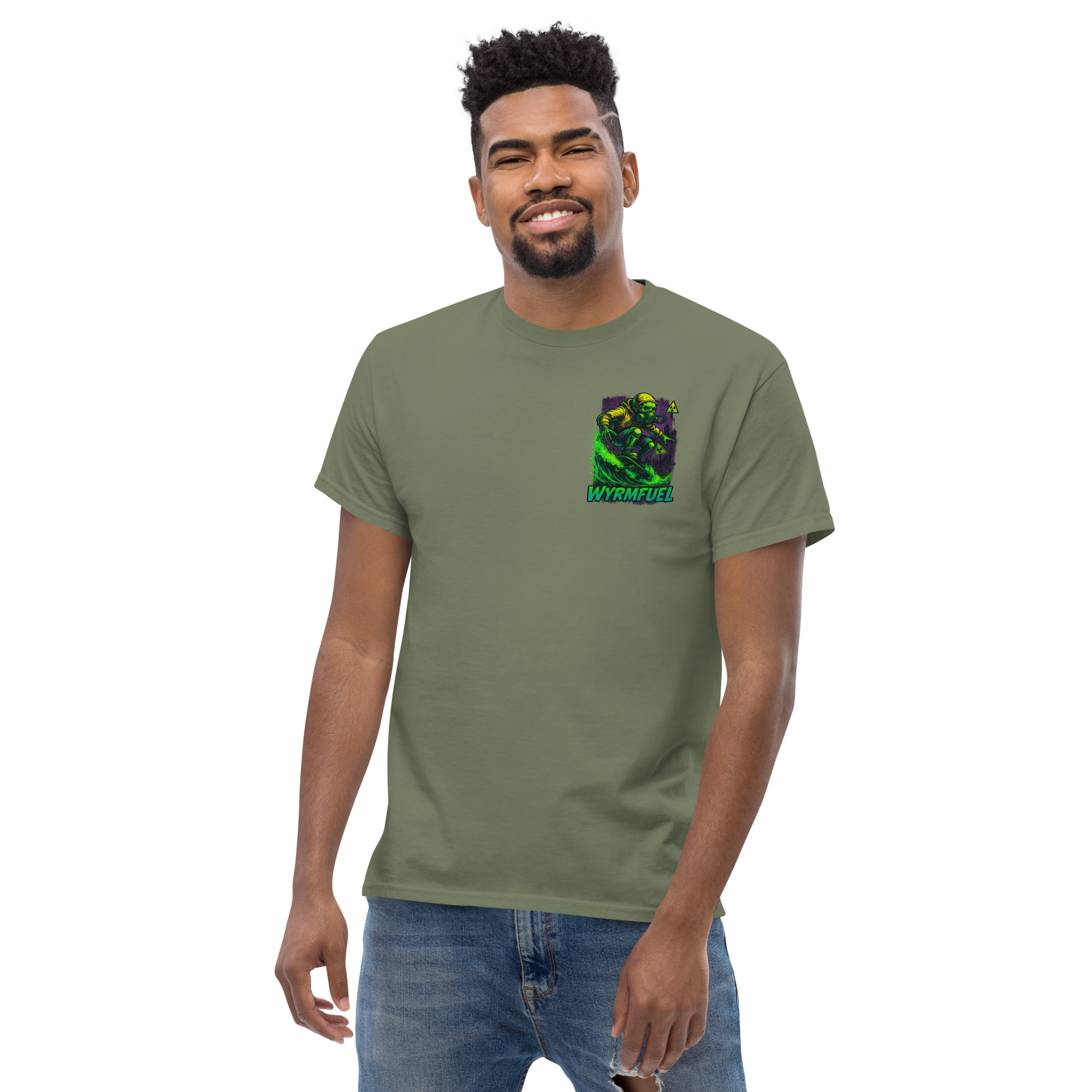 Wyrmfuel Graphic T-Shirt – [Fallout Skater] | Surf Skate Streetwear Tee | Original Art, Heavyweight Cotton, Regular Unisex Fit (Multiple Colours Available)