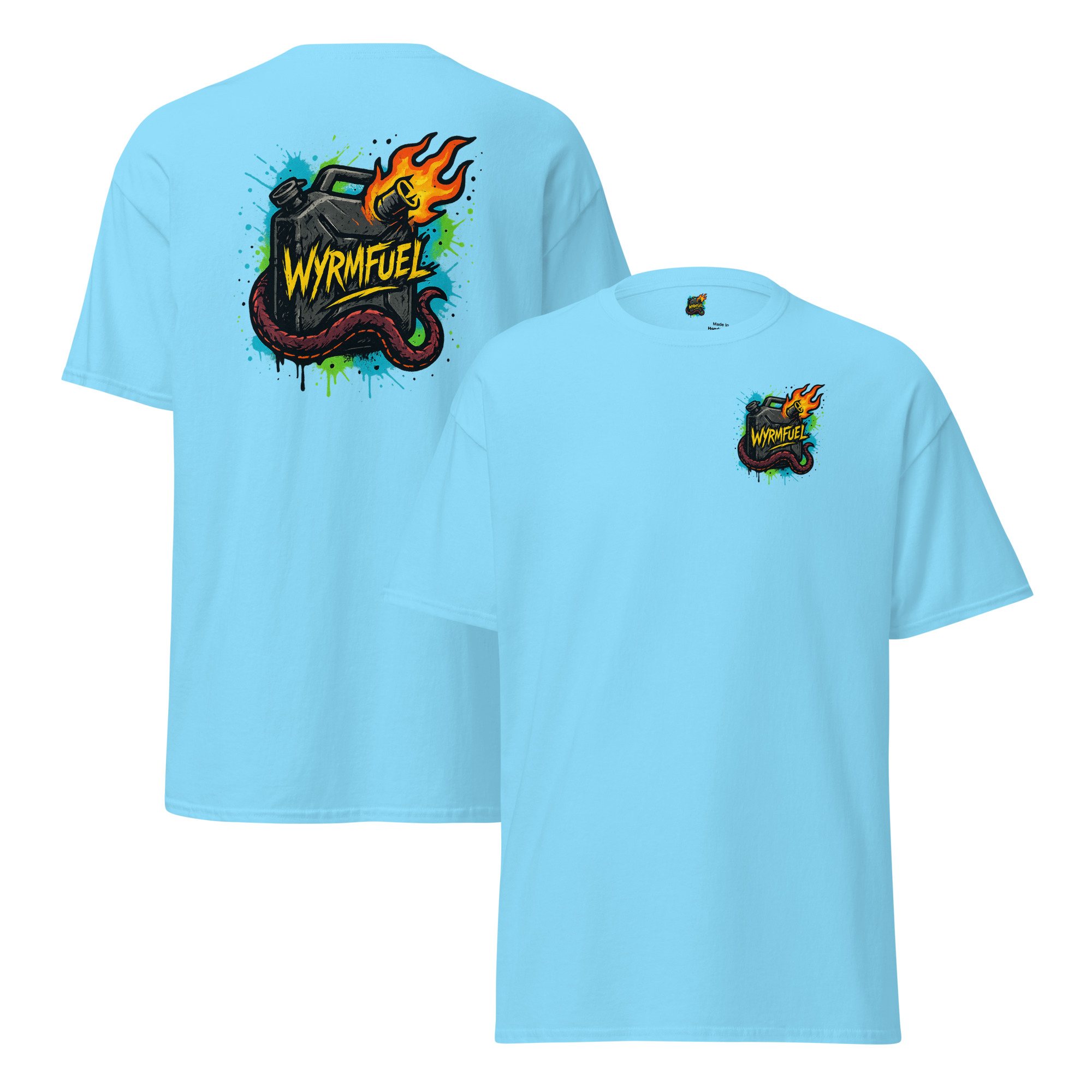 Wyrmfuel Graphic T-Shirt – [Fuel The Chaos] | Surf Skate Streetwear Tee | Original Art, Heavyweight Cotton, Regular Unisex Fit (Multiple Colours Available)
