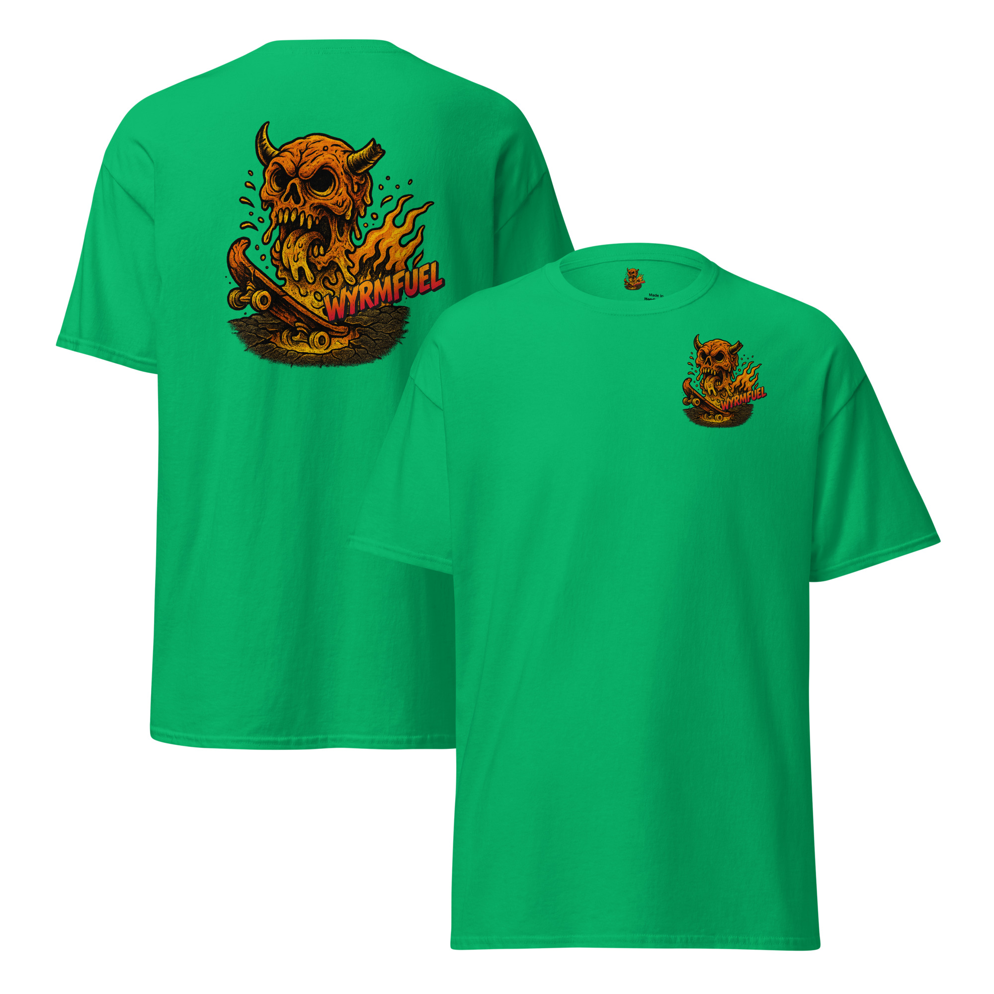 Wyrmfuel Graphic T-Shirt – [Skullmelt Drift] | Surf Skate Streetwear Tee | Original Art, Heavyweight Cotton, Regular Unisex Fit (Multiple Colours Available)