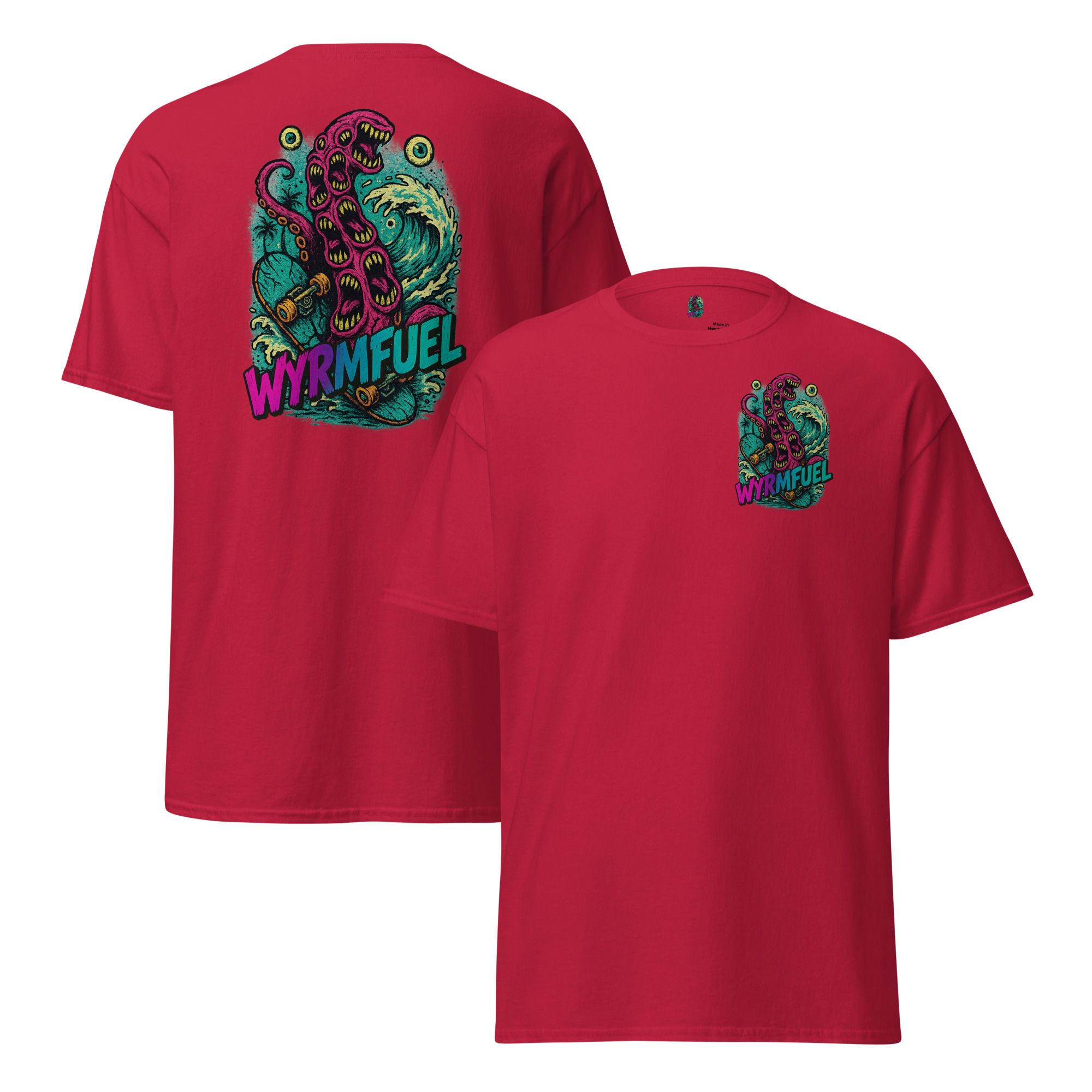 Wyrmfuel Graphic T-Shirt – [Tentakrush] | Surf Skate Streetwear Tee | Original Art, Heavyweight Cotton, Regular Unisex Fit (Multiple Colours Available)
