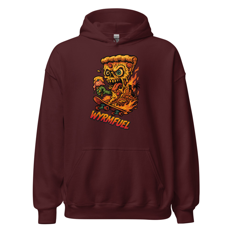 Wyrmfuel Unisex Street Hoodie – [Deep Dish Doom] Edition | Surf Skate Streetwear | Original Art, Regular Fit (Multiple Colours Available)