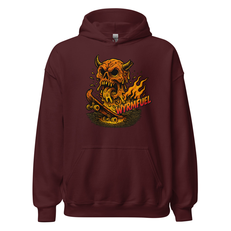 Wyrmfuel Unisex Street Hoodie – [Skullmelt Drift] Edition | Surf Skate Streetwear | Original Art, Regular Fit (Multiple Colours Available)
