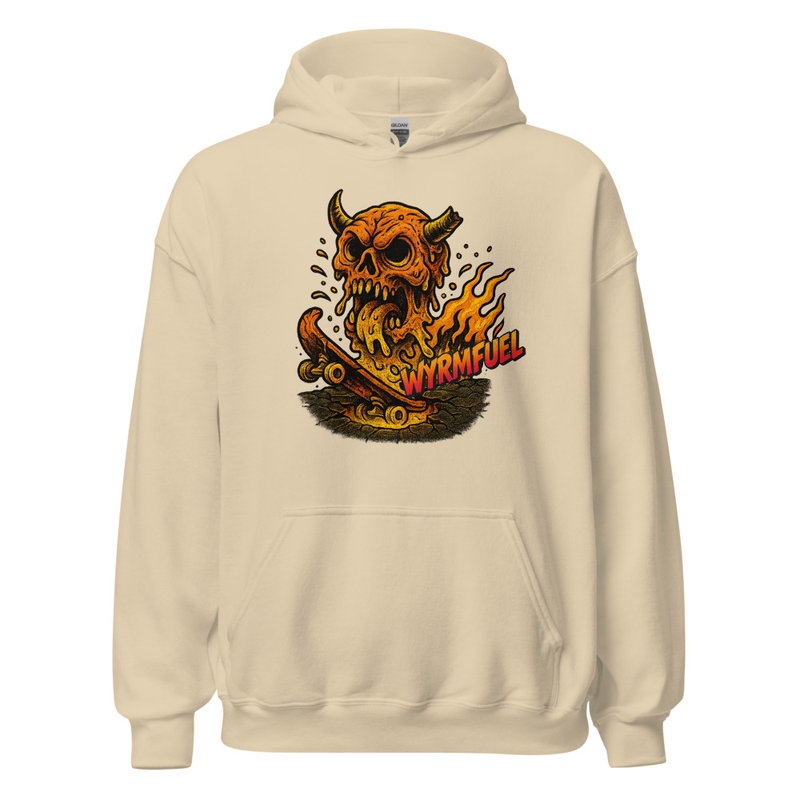 Wyrmfuel Unisex Street Hoodie – [Skullmelt Drift] Edition | Surf Skate Streetwear | Original Art, Regular Fit (Multiple Colours Available)