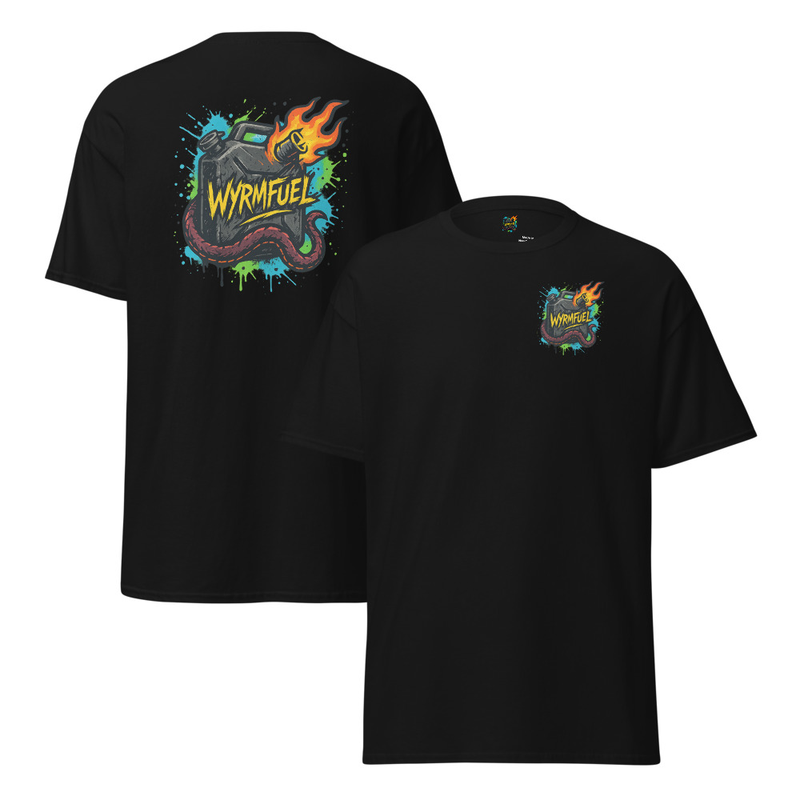 Wyrmfuel Graphic T-Shirt – [Fuel The Chaos] | Surf Skate Streetwear Tee | Original Art, Heavyweight Cotton, Regular Unisex Fit (Multiple Colours Available)