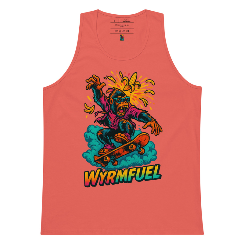 Fuel Your Flex: Wyrmfuel Vest Tank – [Rampage Banana Flip] Edition | Surf Skate Streetwear | Original Art, Regular Fit (Multiple Colours Available)