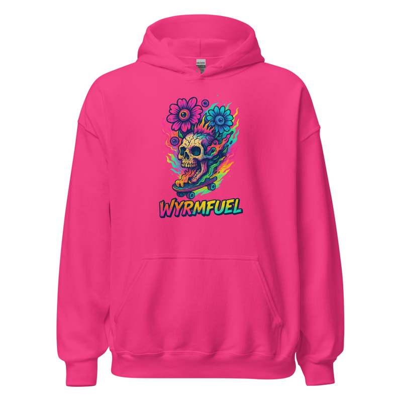 Wyrmfuel Unisex Street Hoodie – [Skull Bloom] Edition | Surf Skate Streetwear | Original Art, Regular Fit (Multiple Colours Available)