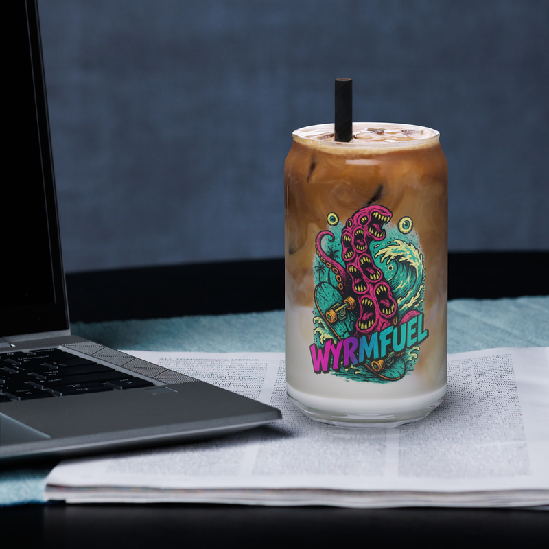 Fuel Your Thirst: 16oz Wyrmfuel Can Glass – [Tentakrush] Edition