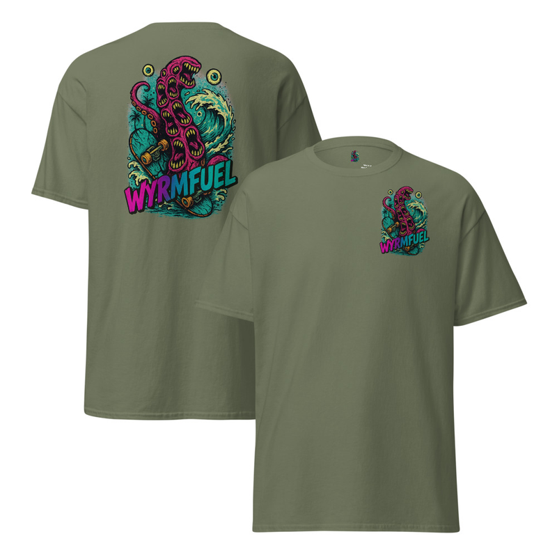Wyrmfuel Graphic T-Shirt – [Tentakrush] | Surf Skate Streetwear Tee | Original Art, Heavyweight Cotton, Regular Unisex Fit (Multiple Colours Available)