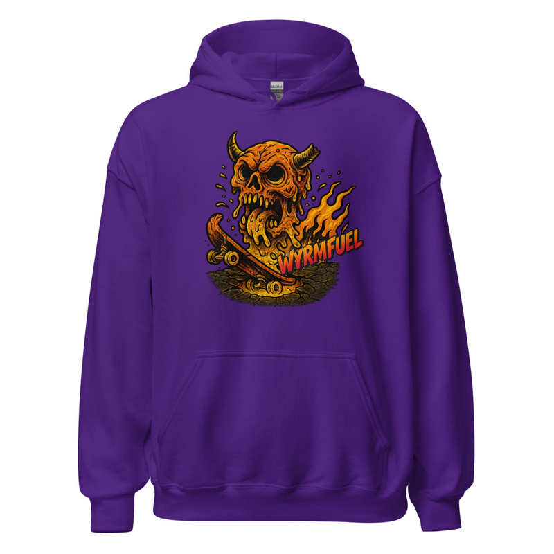 Wyrmfuel Unisex Street Hoodie – [Skullmelt Drift] Edition | Surf Skate Streetwear | Original Art, Regular Fit (Multiple Colours Available)