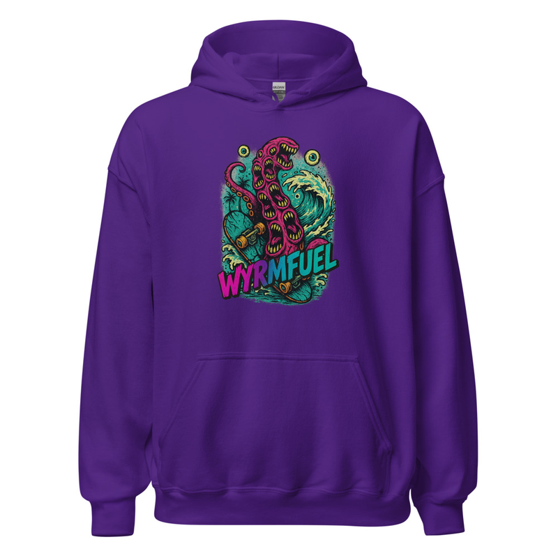 Wyrmfuel Unisex Street Hoodie – [Tentakrush] Edition | Surf Skate Streetwear | Original Art, Regular Fit (Multiple Colours Available)