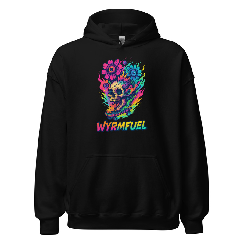 Wyrmfuel Unisex Street Hoodie – [Skull Bloom] Edition | Surf Skate Streetwear | Original Art, Regular Fit (Multiple Colours Available)