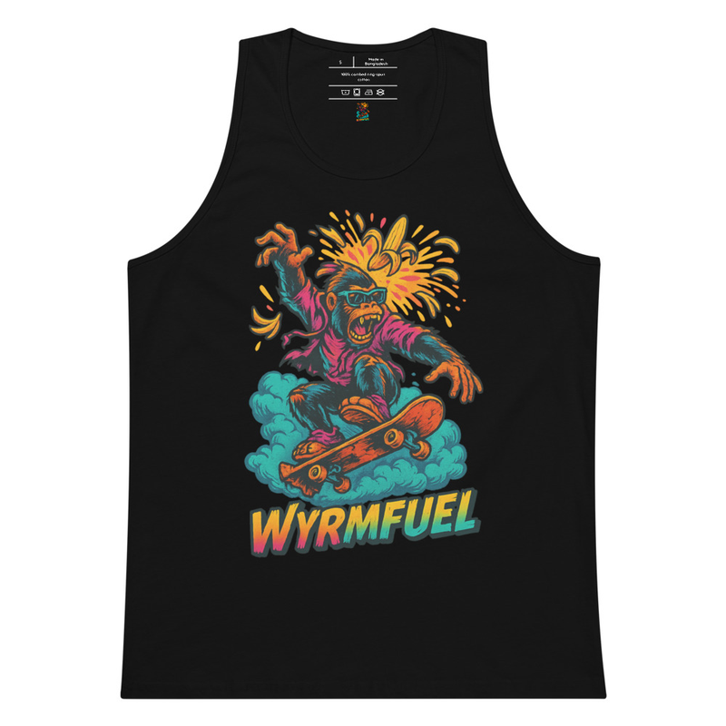 Fuel Your Flex: Wyrmfuel Vest Tank – [Rampage Banana Flip] Edition | Surf Skate Streetwear | Original Art, Regular Fit (Multiple Colours Available)