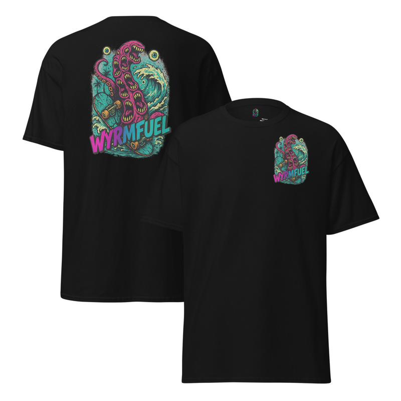 Wyrmfuel Graphic T-Shirt – [Tentakrush] | Surf Skate Streetwear Tee | Original Art, Heavyweight Cotton, Regular Unisex Fit (Multiple Colours Available)