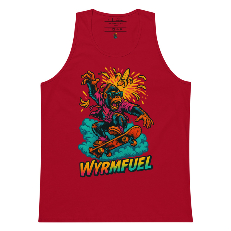 Fuel Your Flex: Wyrmfuel Vest Tank – [Rampage Banana Flip] Edition | Surf Skate Streetwear | Original Art, Regular Fit (Multiple Colours Available)
