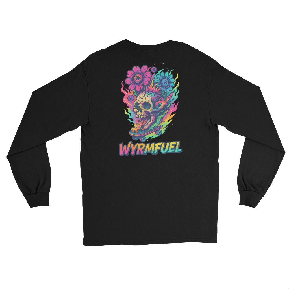Fuel Your Sleeves: Wyrmfuel Long Sleeve – [Skull Bloom] Edition | Surf Skate Streetwear | Original Art, Regular Fit (Multiple Colours Available)