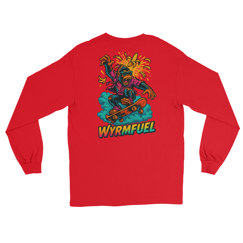 Fuel Your Sleeves: Wyrmfuel Long Sleeve – [Rampage Banana Flip] Edition | Surf Skate Streetwear | Original Art, Regular Fit (Multiple Colours Available)