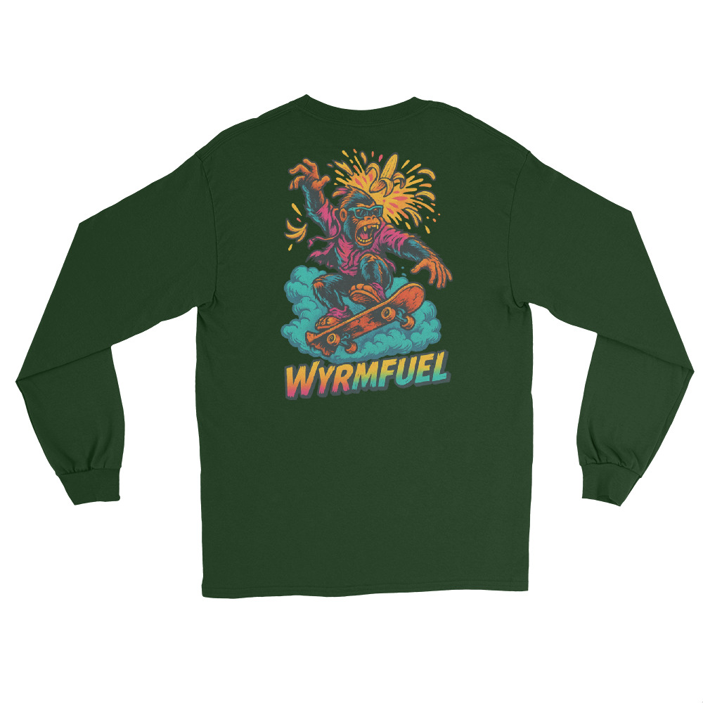 Fuel Your Sleeves: Wyrmfuel Long Sleeve – [Rampage Banana Flip] Edition | Surf Skate Streetwear | Original Art, Regular Fit (Multiple Colours Available)
