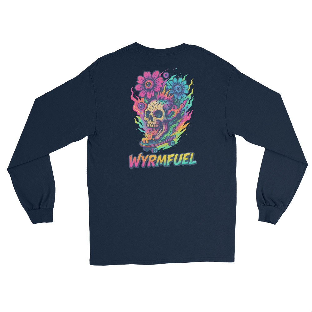 Fuel Your Sleeves: Wyrmfuel Long Sleeve – [Skull Bloom] Edition | Surf Skate Streetwear | Original Art, Regular Fit (Multiple Colours Available)