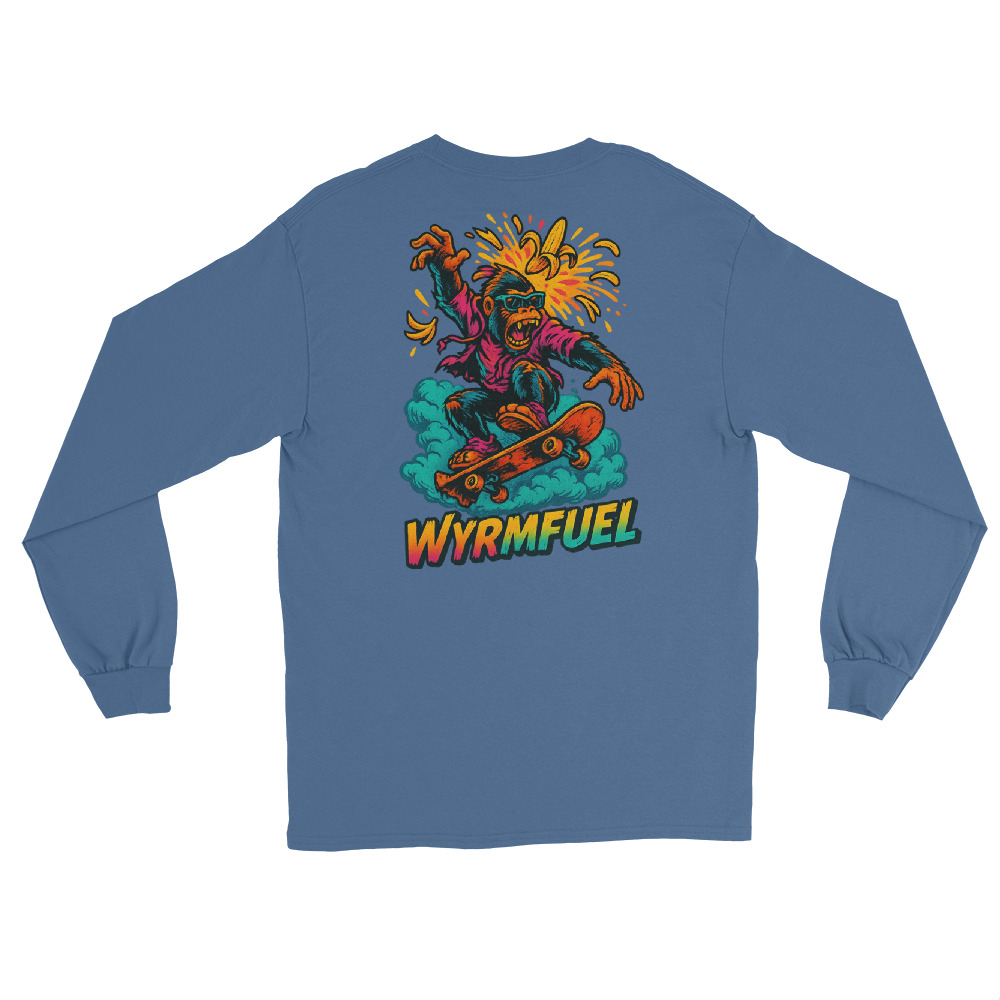 Fuel Your Sleeves: Wyrmfuel Long Sleeve – [Rampage Banana Flip] Edition | Surf Skate Streetwear | Original Art, Regular Fit (Multiple Colours Available)