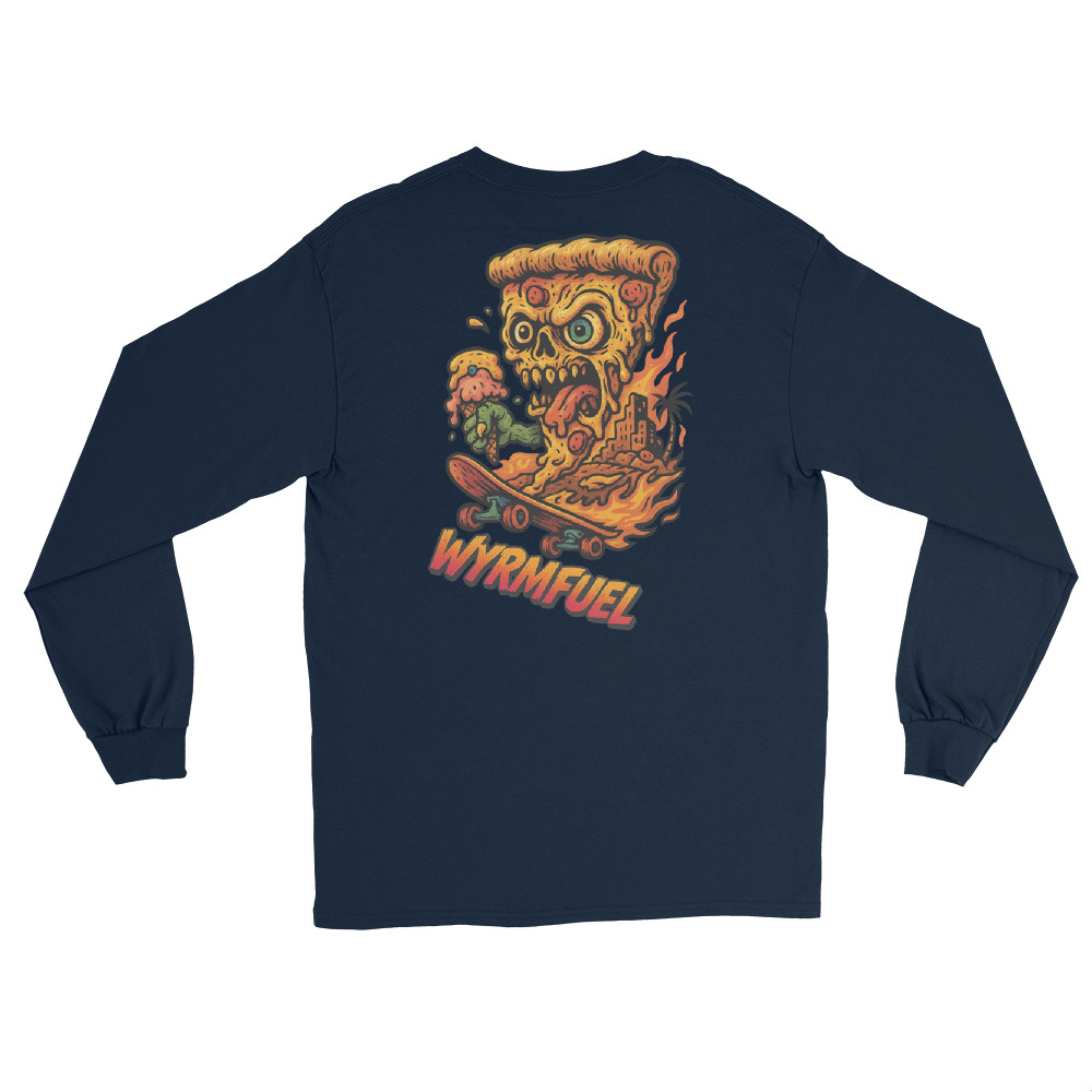 Fuel Your Sleeves: Wyrmfuel Long Sleeve – [Deep Dish Doom] Edition | Surf Skate Streetwear | Original Art, Regular Fit (Multiple Colours Available)