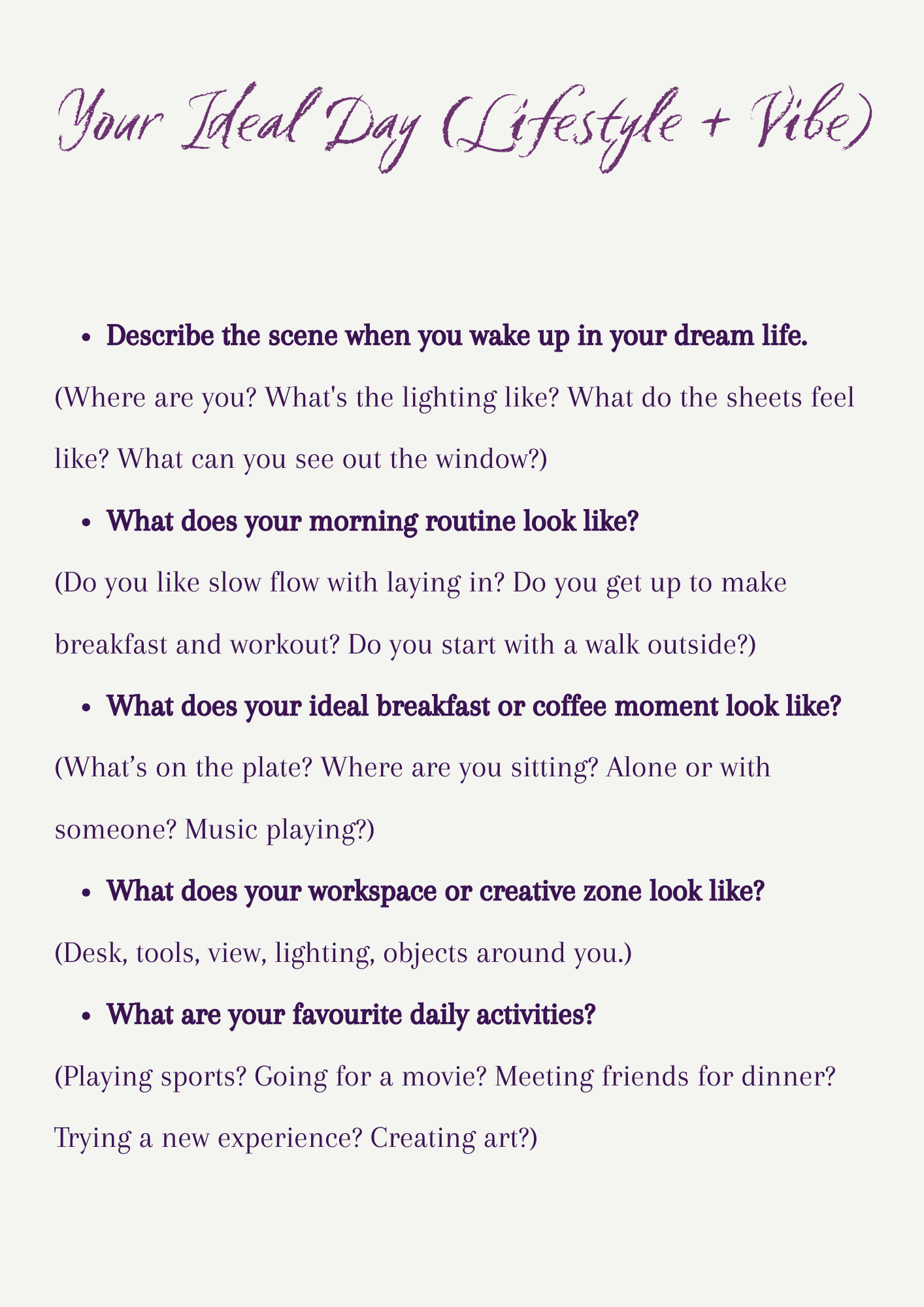 Journaling & Visualisation Exercise