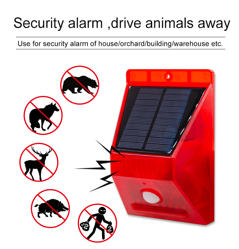 Solar powered wild animal alarm