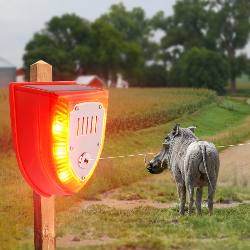 Solar powered animal fence alarm