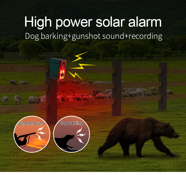 Solar powered animal fence alarm
