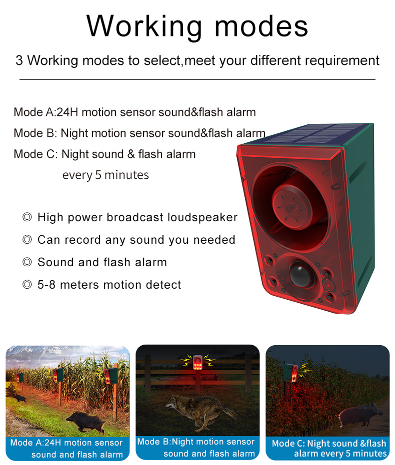 Solar powered animal fence alarm