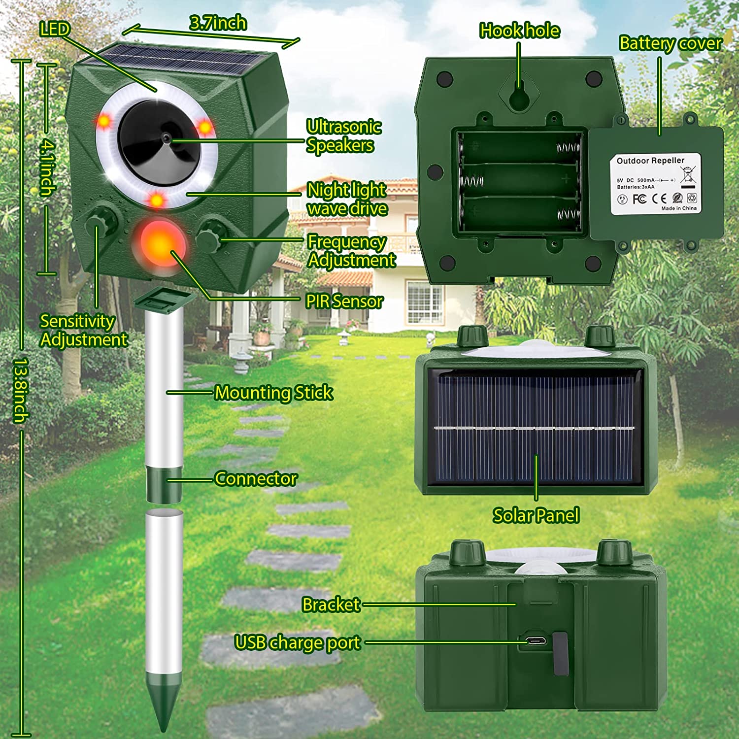 Solar-Powered Ultrasonic Animal Repeller