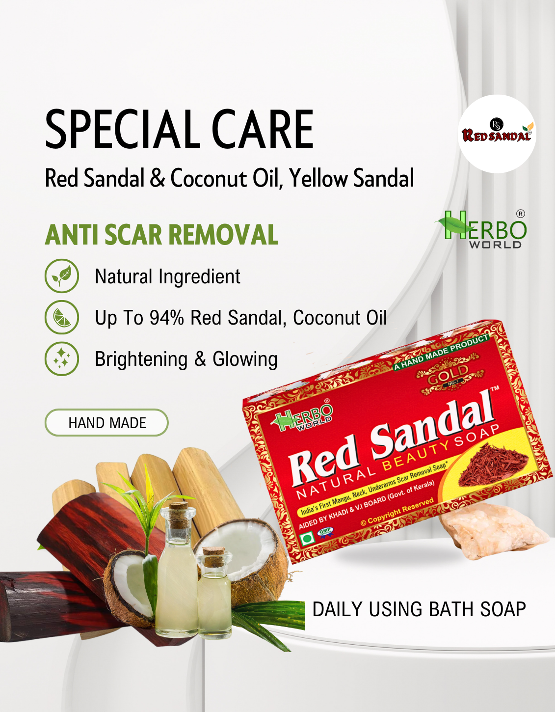 Red Sandal® Soap 75g Pack Of 5  "buy 5 red sandal soaps"- Get 1 Absolutely Free 