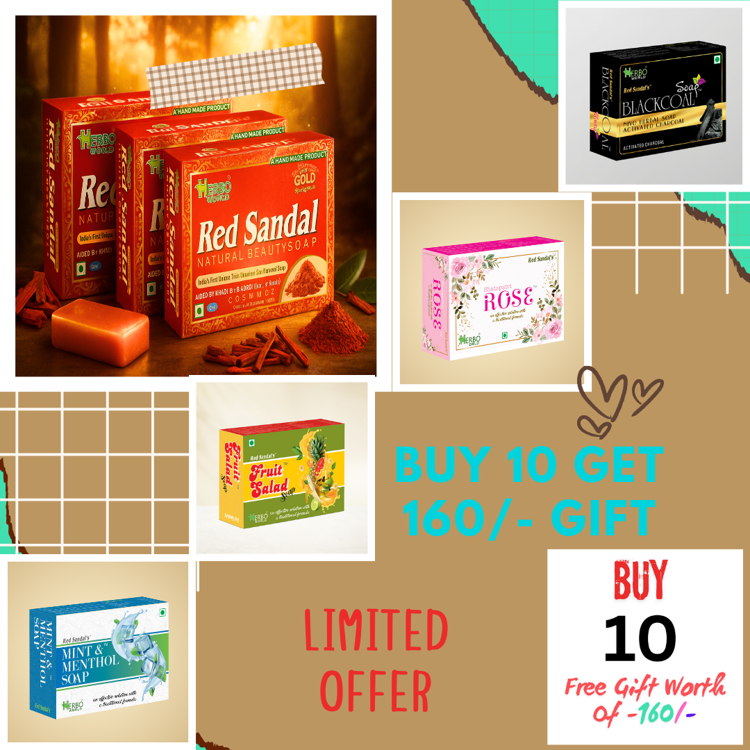 Red Sandal Soap Pack Of 10 - Get 160/- Worth Of Glycerin Soap 100% Free