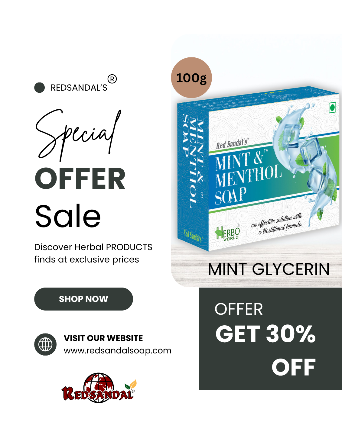 Mint Menthol Soap (100g) - Pack Of 2 Get 30% Offer