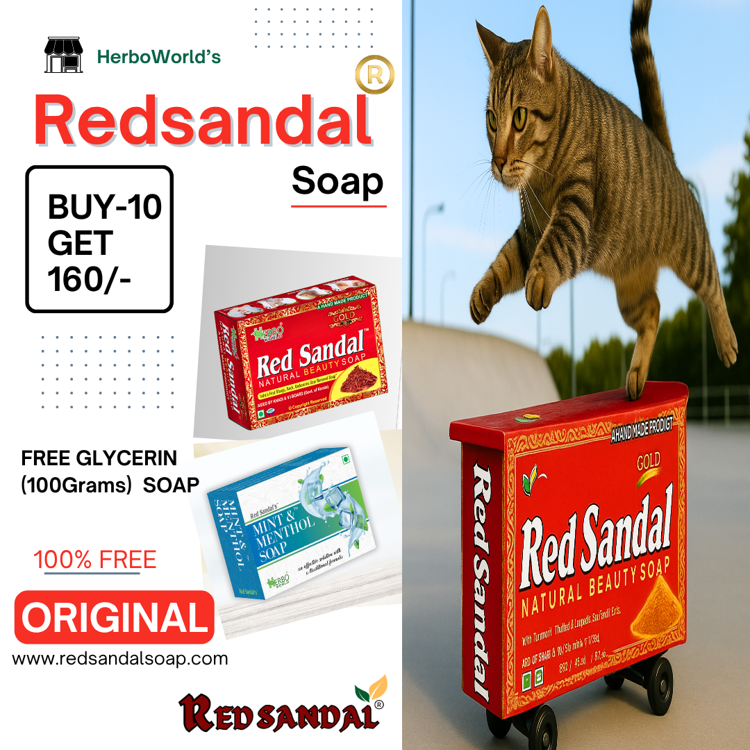 Red Sandal Soap Pack Of 10 - Get 160/- Worth Of Glycerin Soap 100% Free