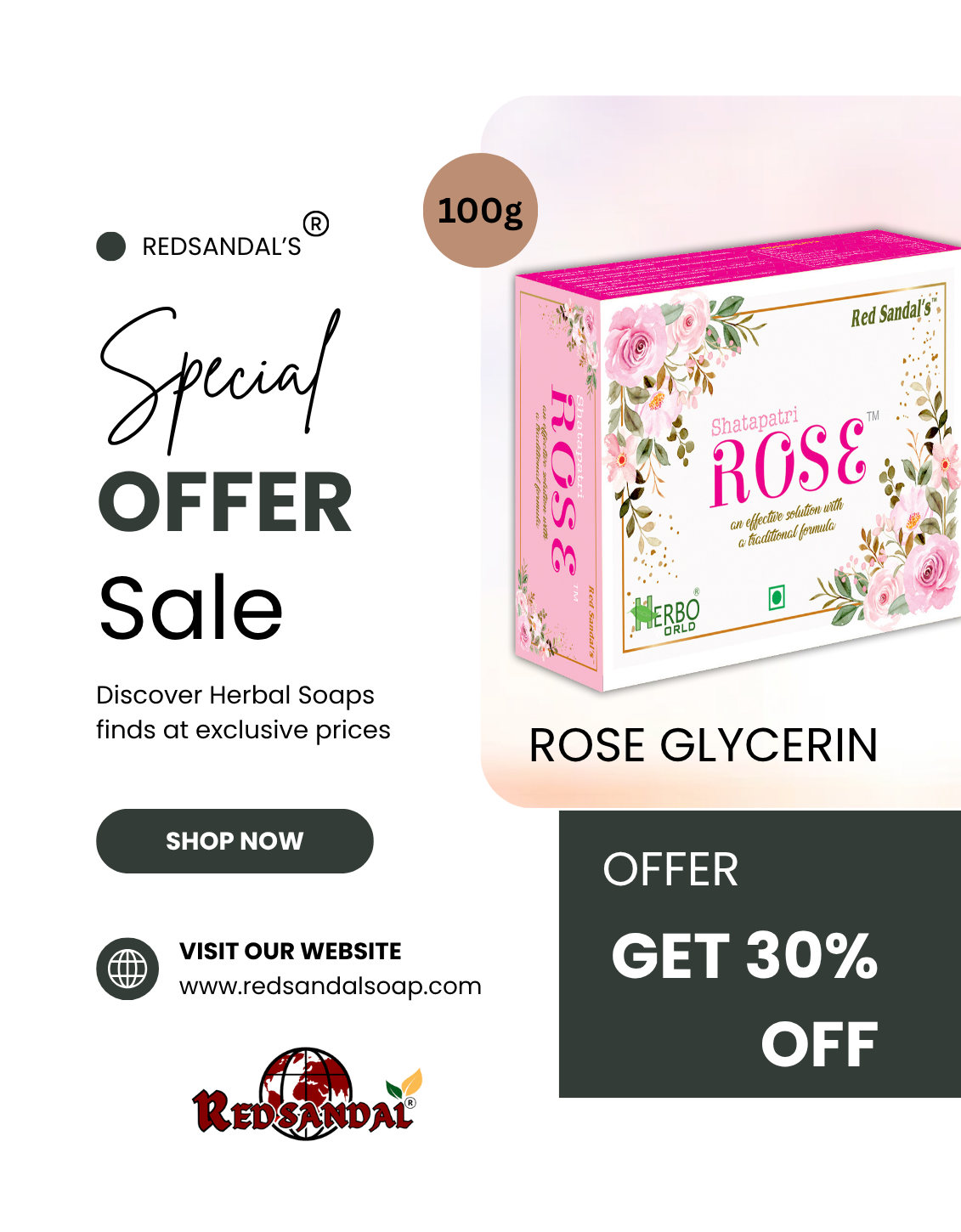  Shatapatri Rose Soap (100g) - Pack Of 2 GET 30% OFF
