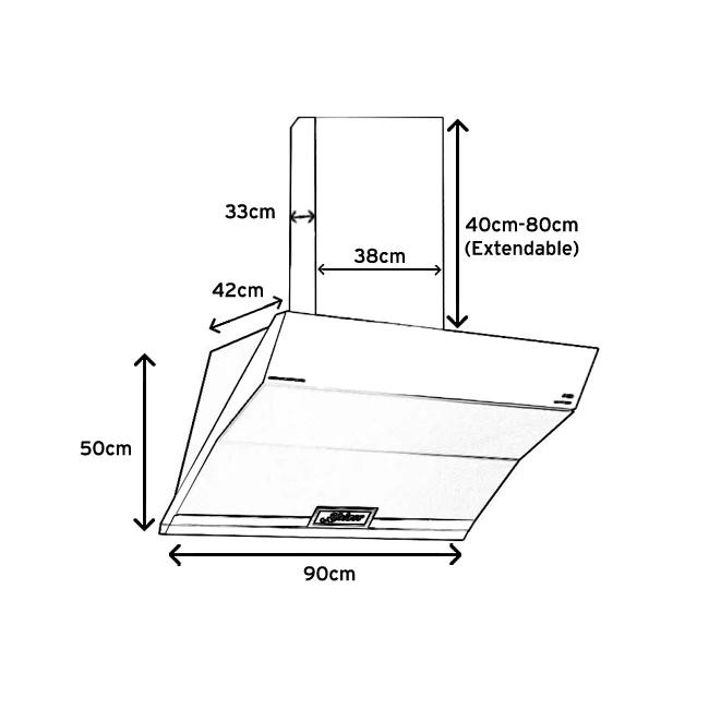 Hotte de cuisson La Perle 90cm avec écran TFT (noir)