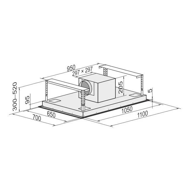 Plafonnier de cuisine îlot encastrable Avantgarde Pro 110cm (Acier)