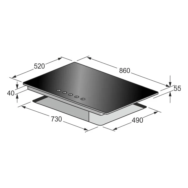 Table de cuisson à gaz Avantgarde Pro 86 cm (noir)