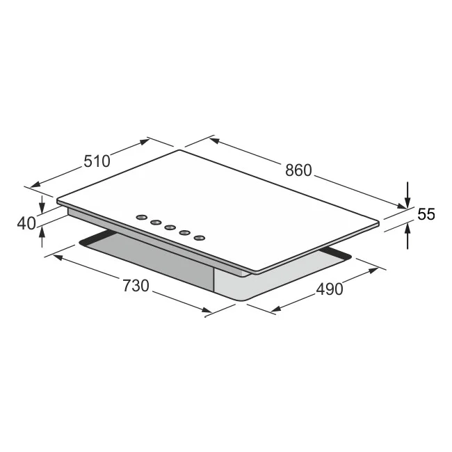 Table de cuisson à gaz Grand Chef 86 cm (acier inoxydable)