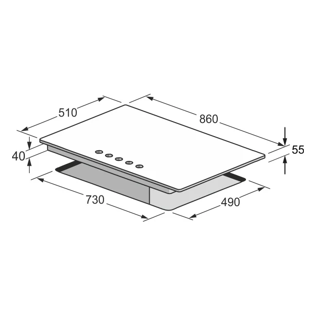 Table de cuisson à gaz Avantgarde Pro 86 cm (acier inoxydable)