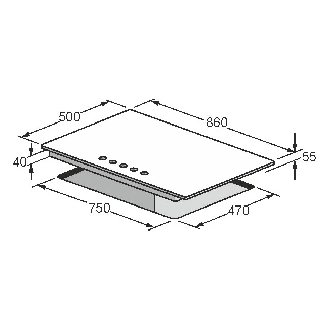 Table de cuisson à gaz Empire 86 cm (ivoire)