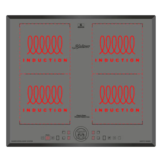 Art Deco Table de Cuisson à Induction 59cm Zone Libre (Noire)