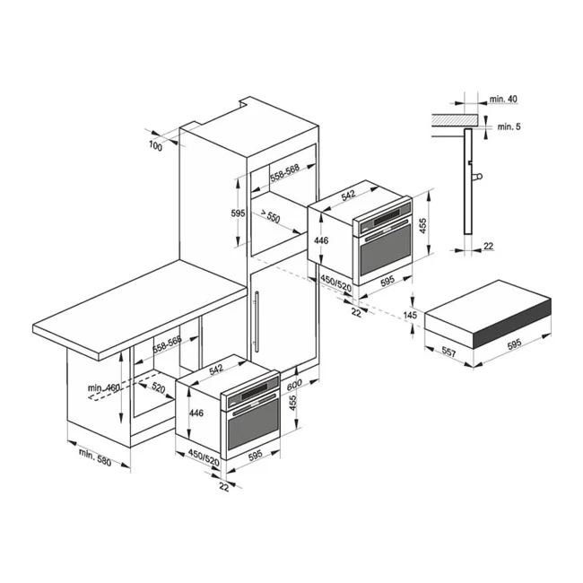 Four électrique compact Grand Chef avec fonction micro-ondes (Acier inoxydable)